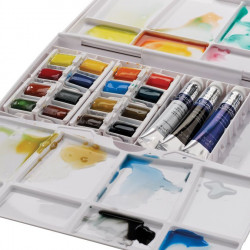 Aquarelle fine Cotman - 16 demi-godets + 3 tubes