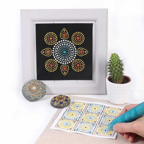 Lot de 5 cartes Mandala à décorer Slow & Art - fond noir