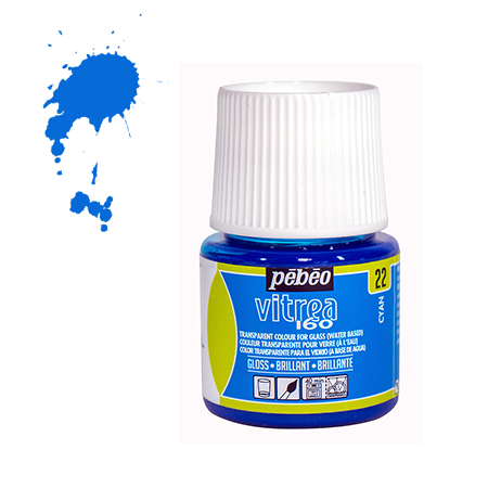 Peinture sur verre Vitrea 160 cyan brillant 22 - 45 ml