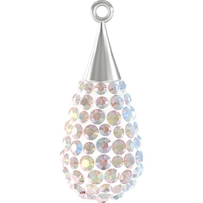 Pendentif pavé goutte argent 67563 - 26 mm - Crystal Aurore Boreale