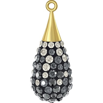 Pendentif pavé goutte doré 67563 - 26 mm - Crystal Silver Night, Silver Shade