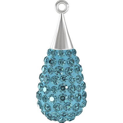 Pendentif pavé goutte argent 67563 - 26 mm - Aquamarine