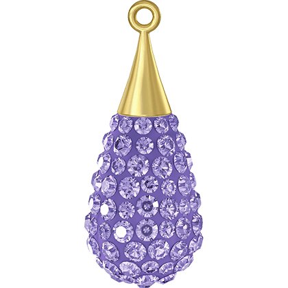 Pendentif pavé goutte doré 67563 - 26 mm - Tanzanite