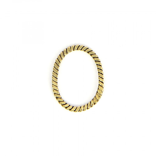 Anneau oval corde tressée en métal - Laiton vieilli - 15 x 19 mm