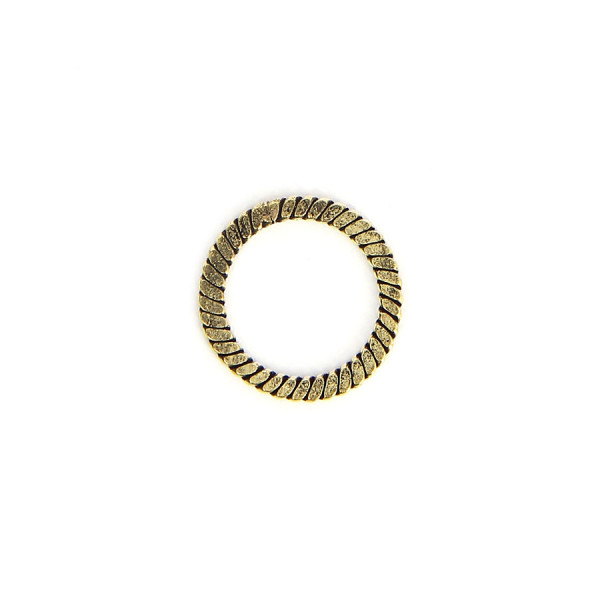 Anneau rond corde tressée en métal - Laiton vieilli - 15 x 19 mm