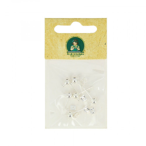 Boucles d'oreilles poussettes à boule - Argent - 15 x 6 mm