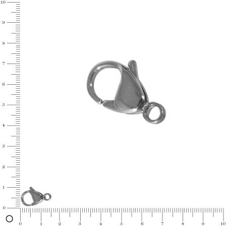 Fermoir mousqueton L. 15 mm - Acier inoxydable