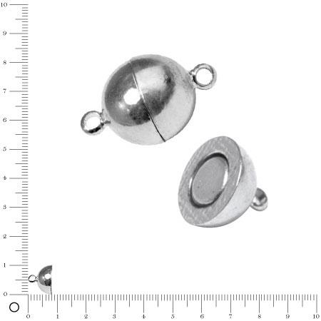 Fermoir magnétique boule extra fort - Ø 10 mm - Argenté