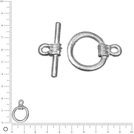 Fermoir en T - Ø 14 mm - Argenté vieilli