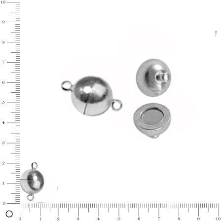 Fermoir magnétique boule extra fort - Ø 12 mm - Argenté