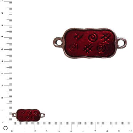 Pendentif intercalaire émaillé L. 30 mm - Rouge