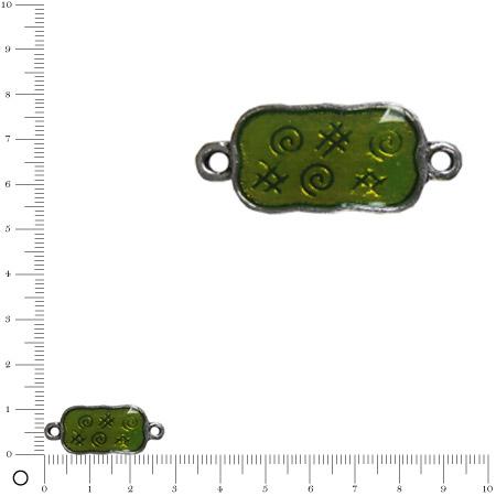 Pendentif intercalaire émaillé L. 30 mm - Vert