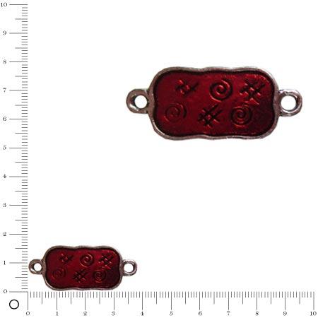 Pendentif intercalaire émaillé L. 39 mm - Rouge