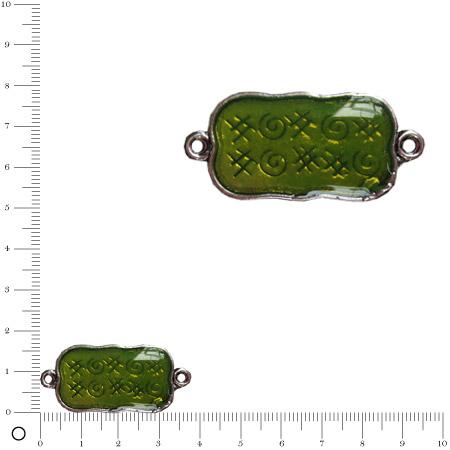 Pendentif intercalaire émaillé L. 39 mm - Vert