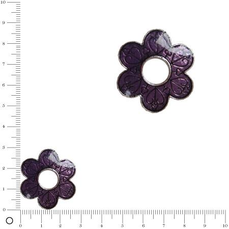 Perle intercalaire émaillée fleur Ø 30 mm - Violet