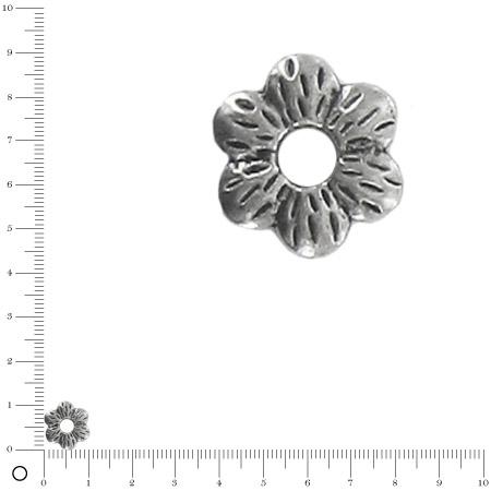 Breloque fleur pour bague à monter Ø 17 mm - Argenté vieilli