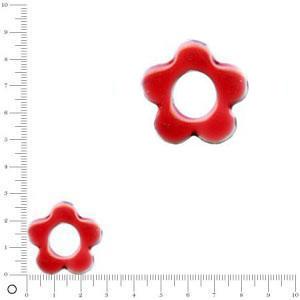 Breloque fleur émaillée pour bague à monter Ø 30 mm - Rouge