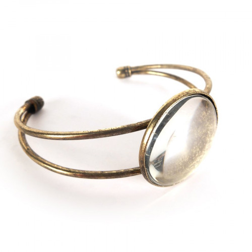 Bracelet à décorer rond avec Cabochon - bronze - 6,3 x 5,7 cm
