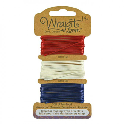 Cordons pour Bracelets Wrapit™ Loom - bleu / blanc / rouge