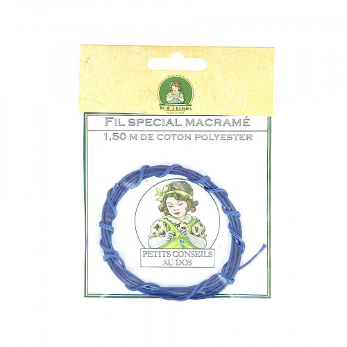 Fil spécial macramé cordon en coton polyester - Bleu - 1,50 M