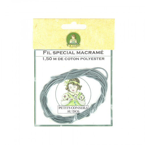 Fil spécial macramé cordon en coton polyester - Gris - 1,50 M