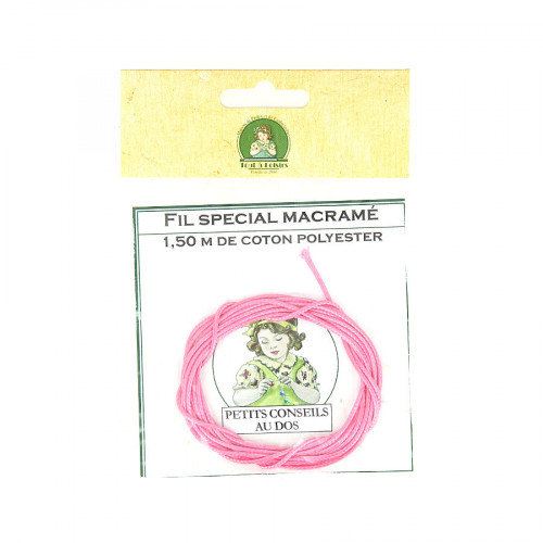 Fil spécial macramé cordon en coton polyester - Rose - 1,50 M