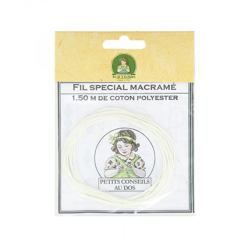 Fil spécial macramé cordon en coton polyester - Blanc - 1,50 M