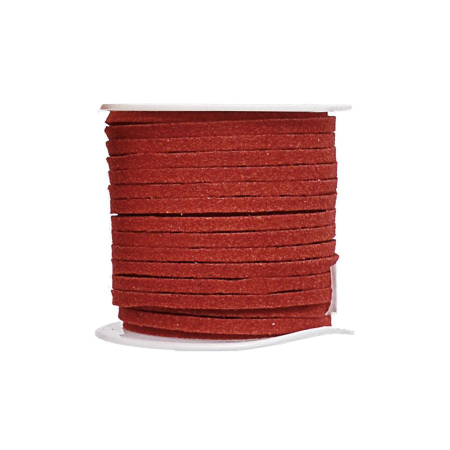 Cordon suédine synthétique - Rouge tomette - 2 mm par 5 m