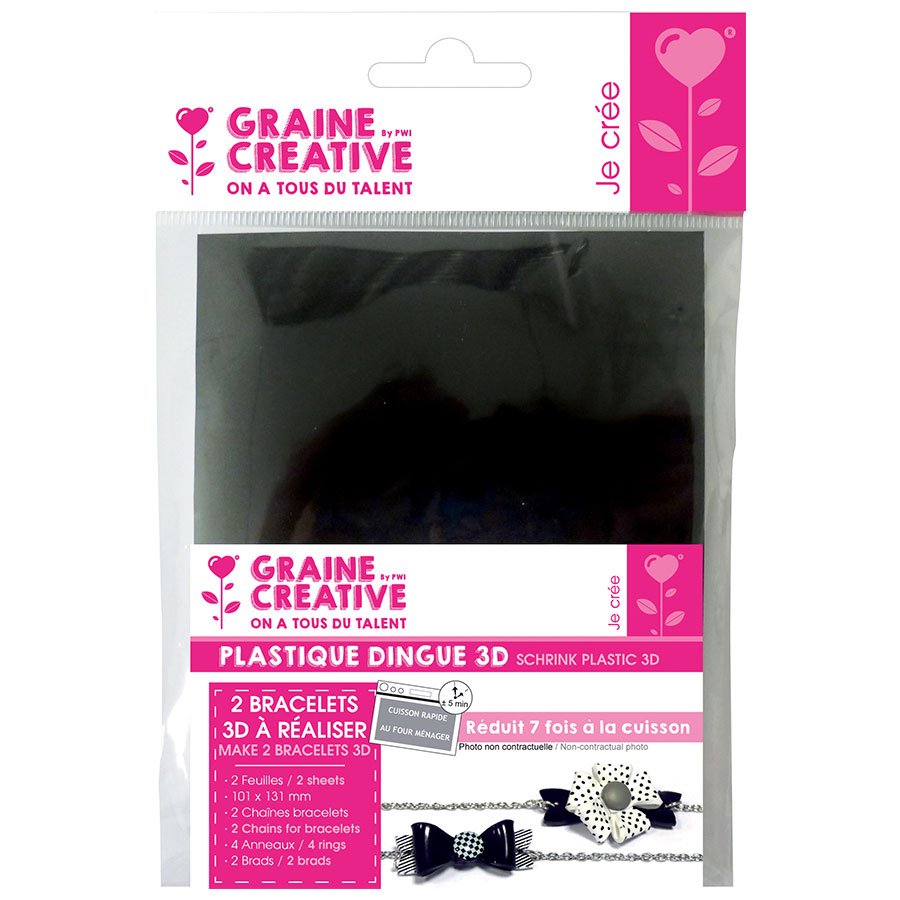 Plastique dingue - Kit 2 bracelets 3D - noir / blanc