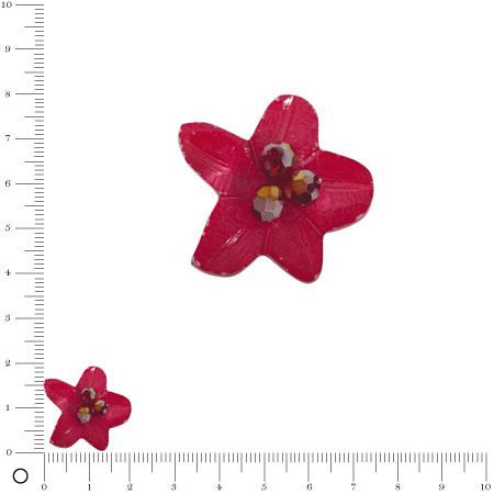 Bolero - Fleur en coquille avec perles facettées 22 mm - Rouge magma