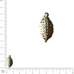 Breloque feuille nervurée L. 20 mm - Doré