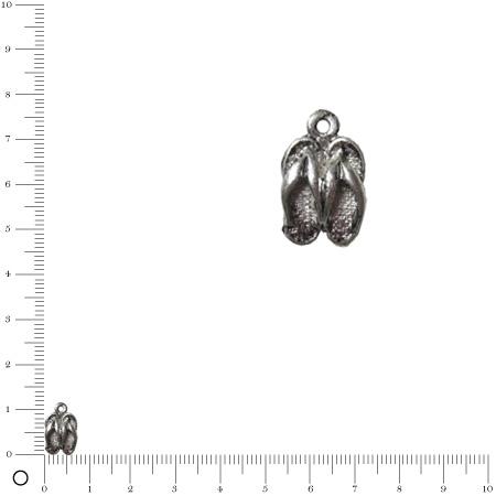 Breloque tongs L. 16 mm - Argenté vieilli
