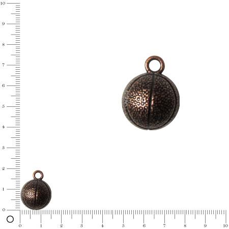 Pendentif ballon de basket Ø 15 mm - Cuivré vieilli