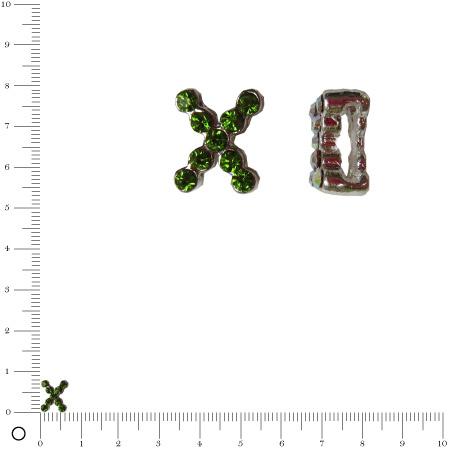 Perle X strassé L. 8 mm - Argenté vert foncé