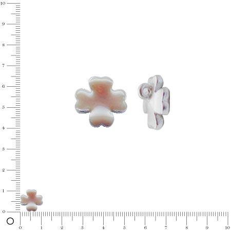 Breloque trèfle émaillé Ø 11 mm - Rose pâle
