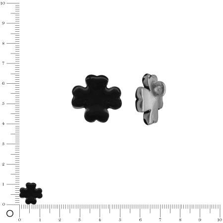 Breloque trèfle émaillé Ø 11 mm - Noir