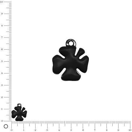 Breloque trèfle émaillé Ø 13 mm - Noir