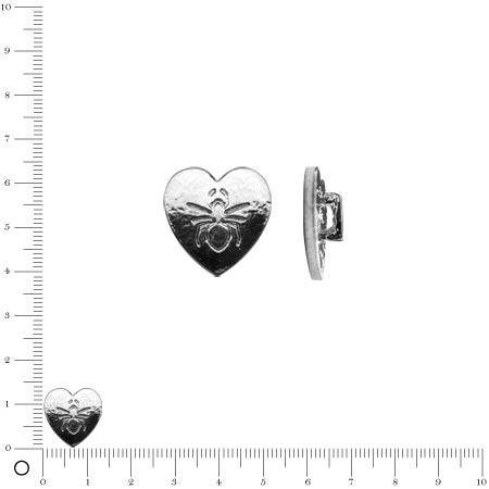 Breloque pour ruban - Cœur motif araignée 14 mm - Argenté
