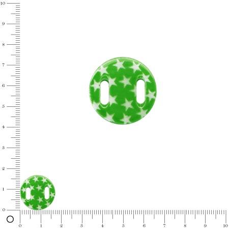 Médaille en nacre - Etoiles blanches sur fond vert - Ø 17 mm