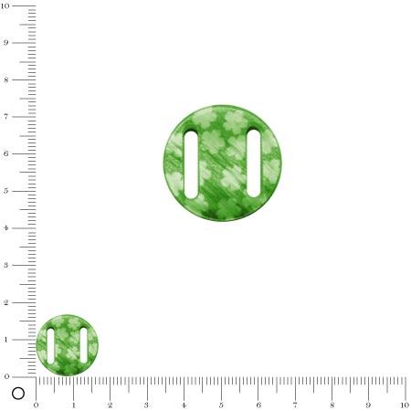 Médaille en nacre - Fleurs blanches sur fond vert - Ø 17 mm