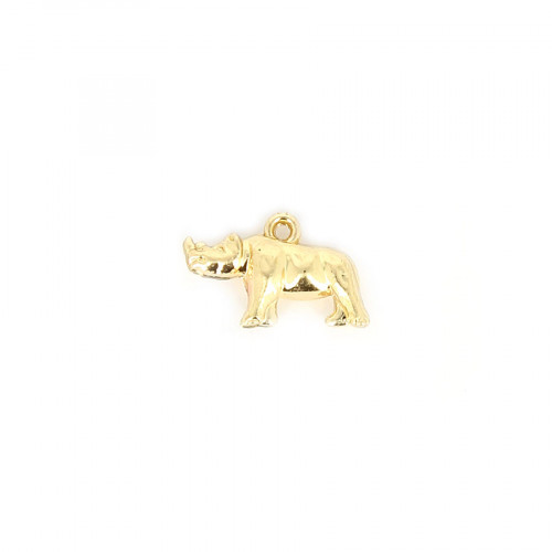 Breloque rhinocéros résine - Or brillant - 11,6 x 19 mm