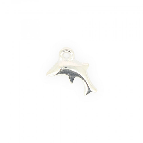 Breloque dauphin résine - Argent brillant - 12 x 14,6 mm