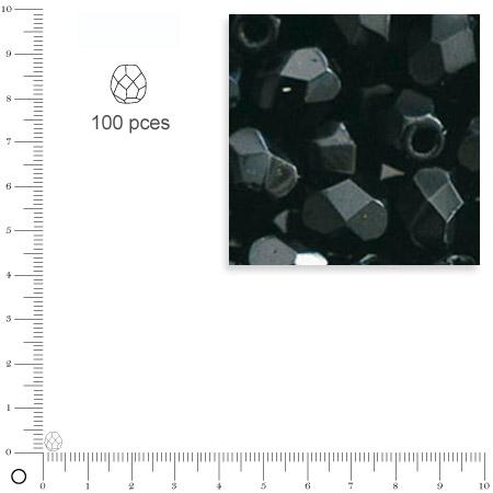 Facettes dépolies - Noir - 4 mm x 100 pces