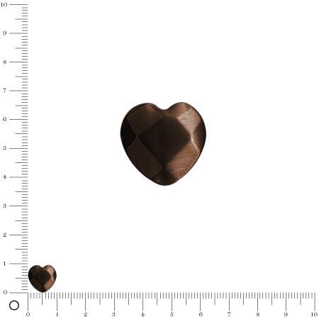Perle en verre œil de chat forme coeur Ø 10 mm - Chocolat