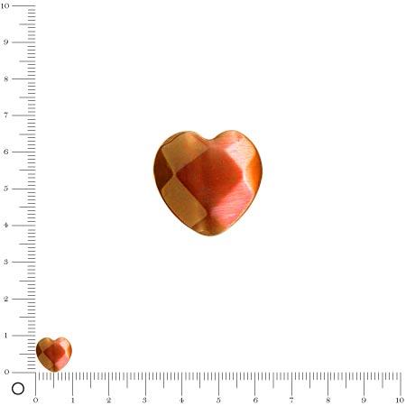 Perle en verre œil de chat forme coeur Ø 10 mm - Orange