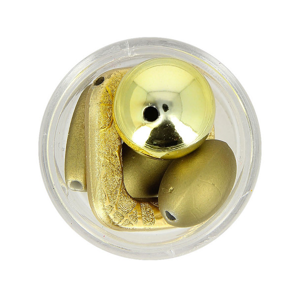 Sachet de perles en résine - Camaïeu de doré - Taille aléatoire de 12 à 35 mm
