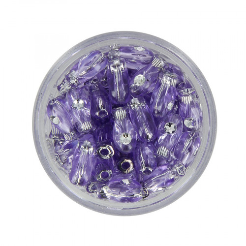 Boîte de perles en résine à strass - Violet lavande - 10 x 5 mm