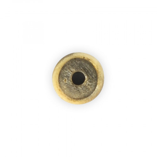 Perle corne ronde aplatie - Brun beige - 10 mm