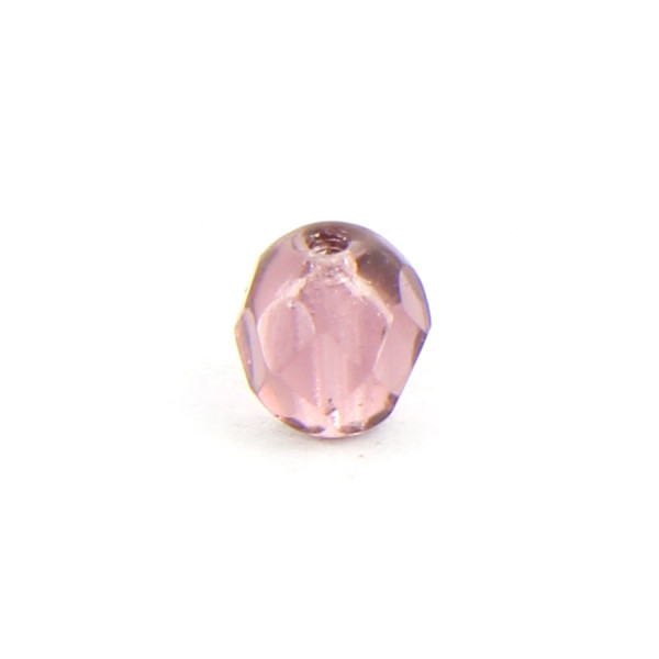 Perle ovale à facettes verre de bohème - Violet améthyste - 5 x 6 mm