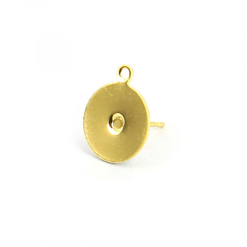 Boucles d'oreille tige plateau rond avec anneau en métal - Or brillant - 10 mm